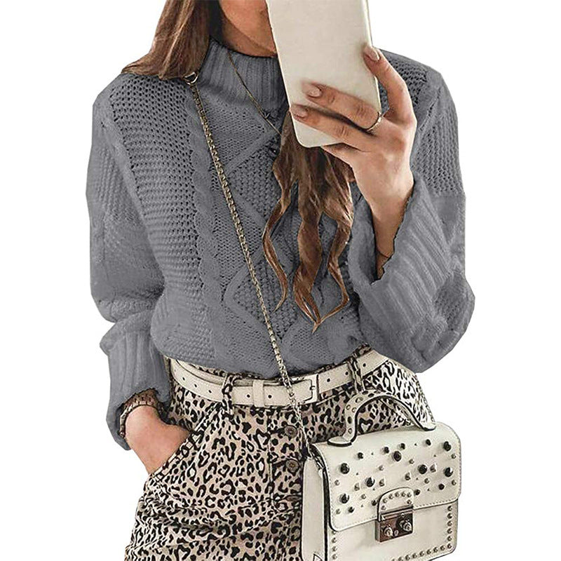 Pull en grosse maille pour femme avec points structurés et col montant Berg-Feldt