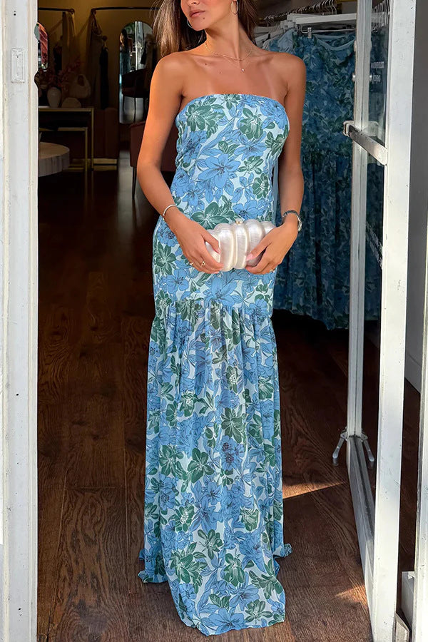 Robe longue fleurie sans bretelles pour femme, berg-feldt