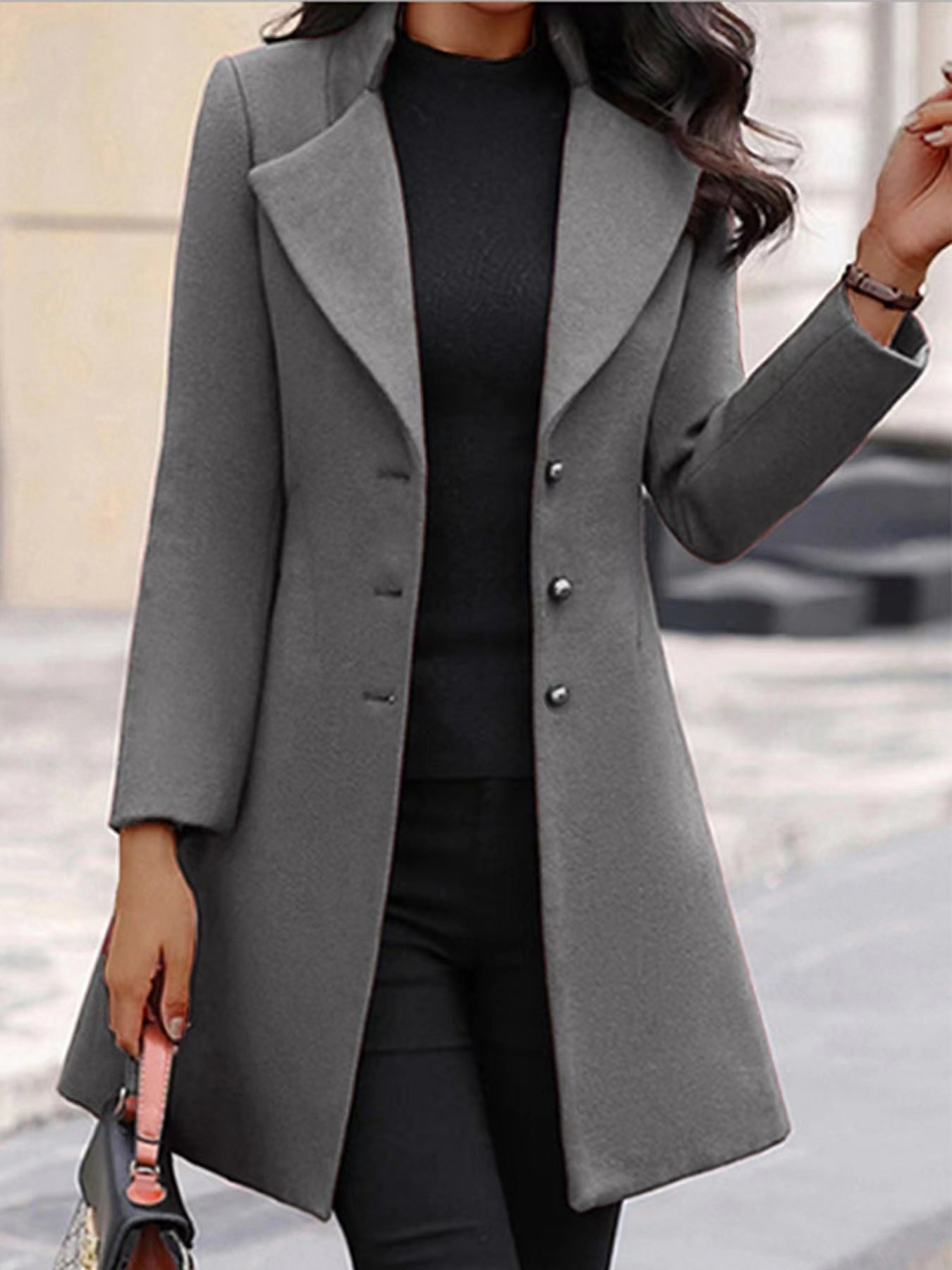 Manteau en laine intemporel pour femme avec revers élégant et patte de boutonnage élégante Berg-Feldt