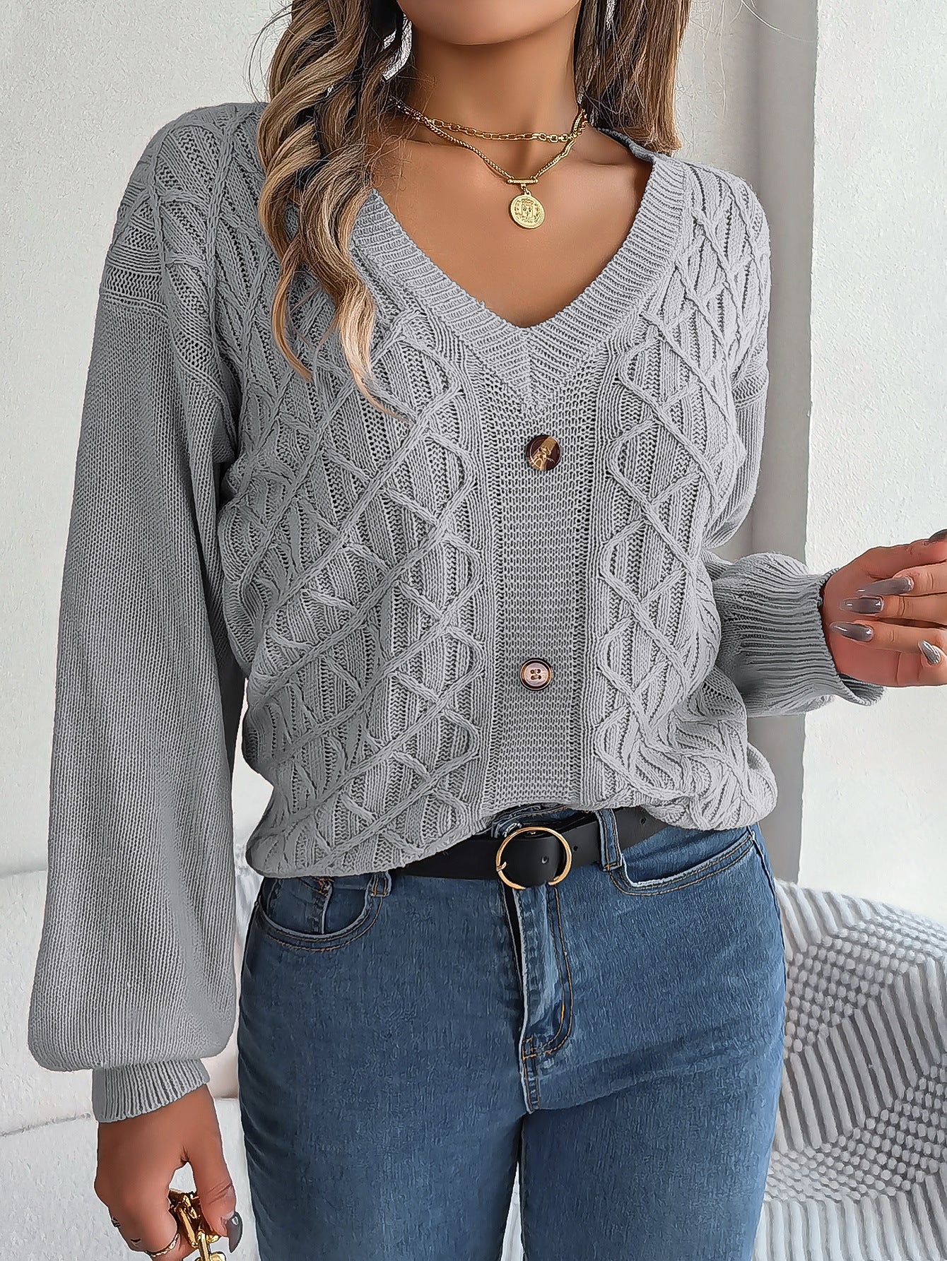 Cardigan femme Berg-Feldt torsadé avec boutons