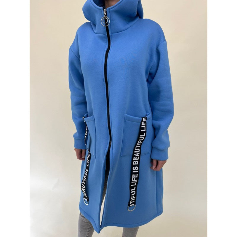Berg-Feldt | Taschen Design Hoher Kragen Lange Kapuzen Sweatshirtjacke