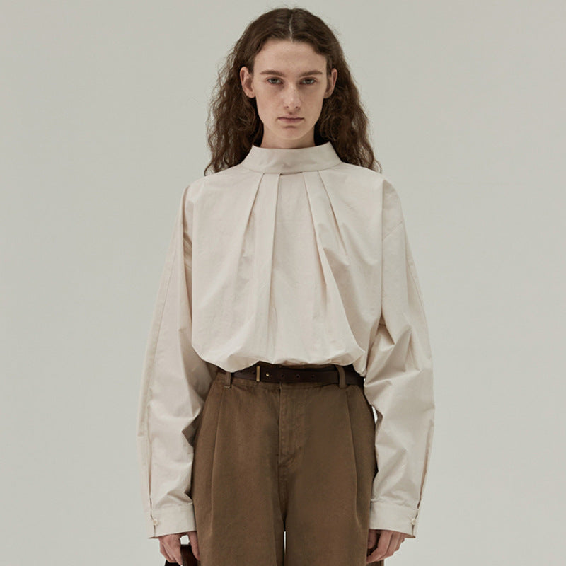 Elegante Damenbluse mit Stehkragen und Raffungen von berg-feldt