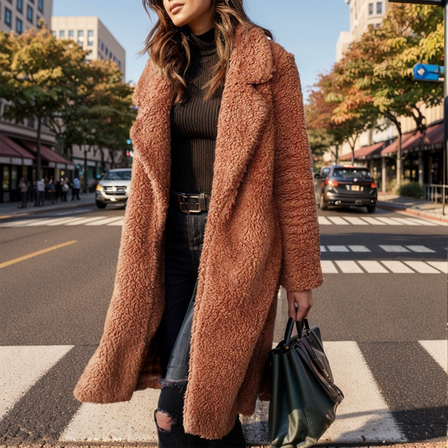 Manteau douillet oversize en fausse fourrure d'agneau Berg-Feldt pour femme