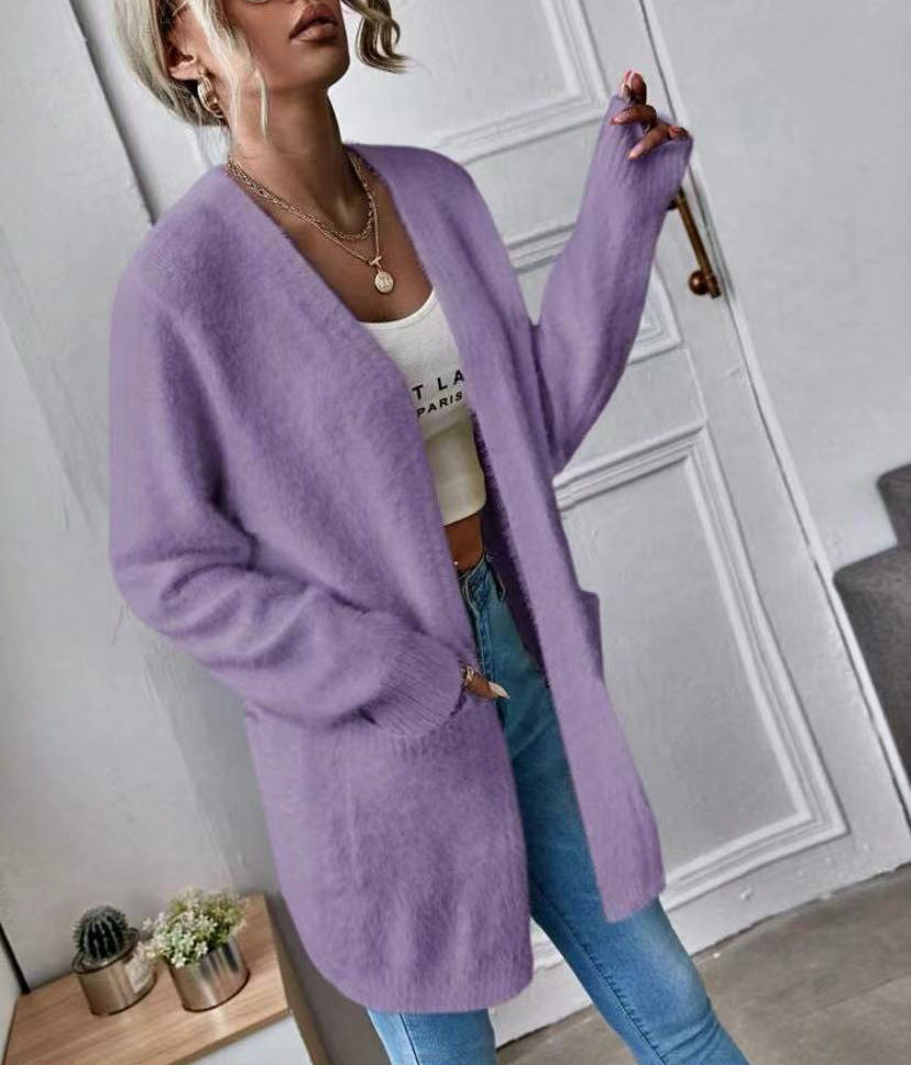 Cardigan long et duveteux en tissu doux Berg-Feldt pour femmes