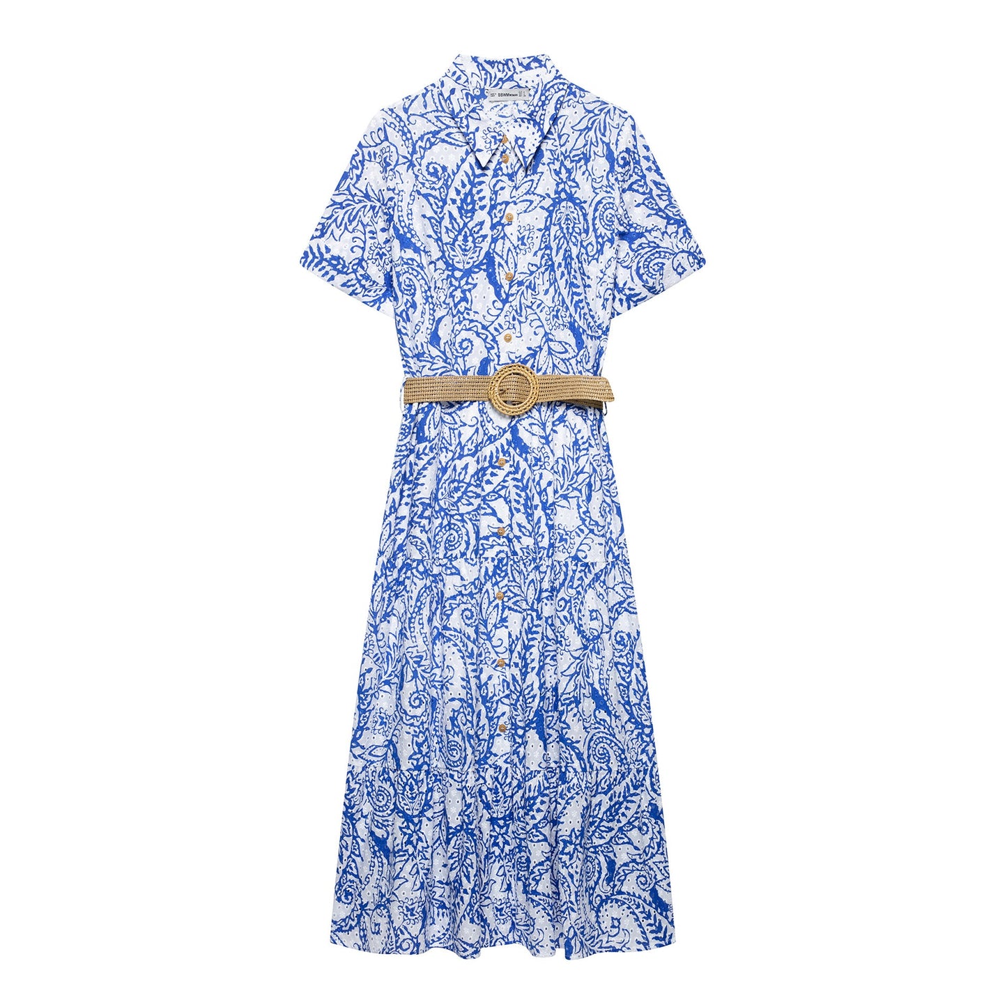 Berg-Feldt Robe midi femme boutonnée, imprimée et ceinturée