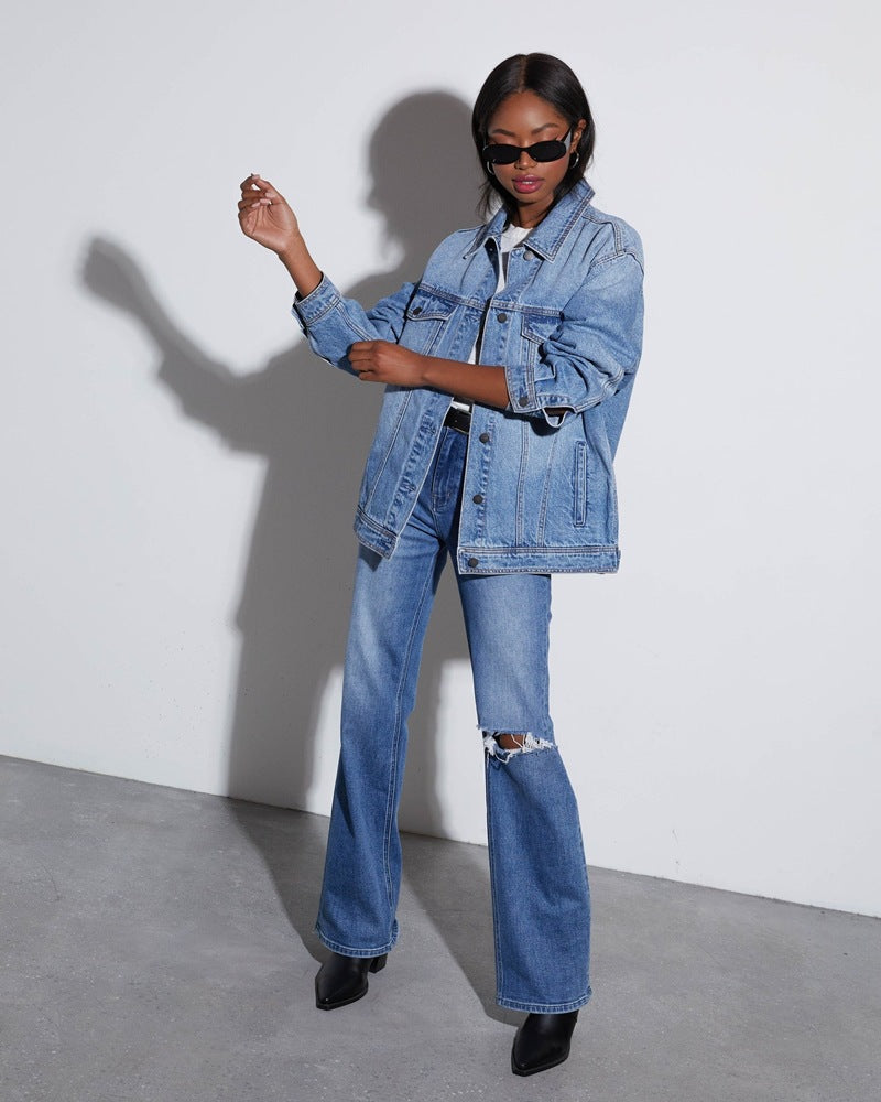 Veste en jean ample tendance pour femme Coupe décontractée Berg-Feldt