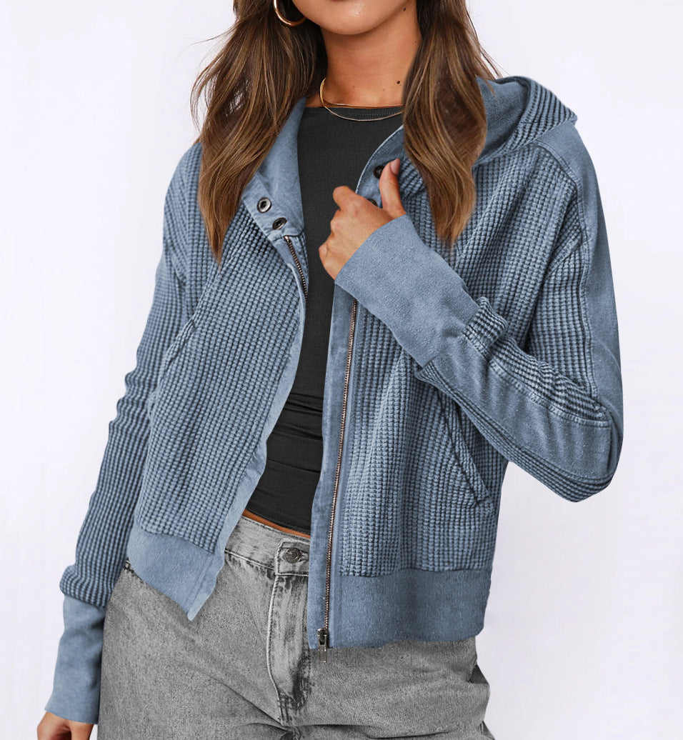 Veste zippée décontractée à capuche pour femme, motif structuré Berg-Feldt