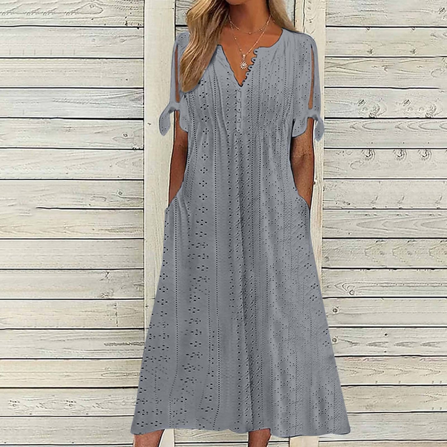 Berg-Feldt Robe longue pour femmes avec design découpé et poches