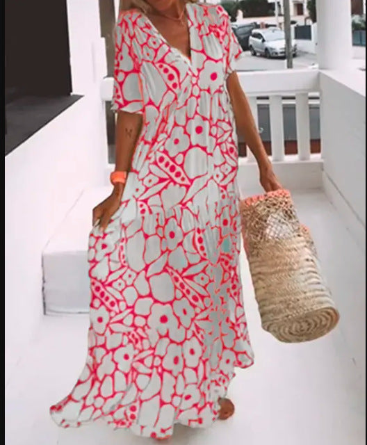 Robe longue bohème pour femme avec imprimé floral et manches fluides, par berg-feldt