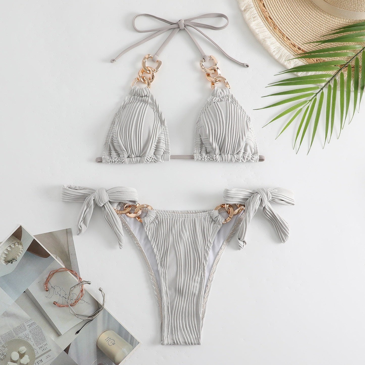 Ensemble de bikini triangle, côtelé et à lanières ajustables de berg-feldt