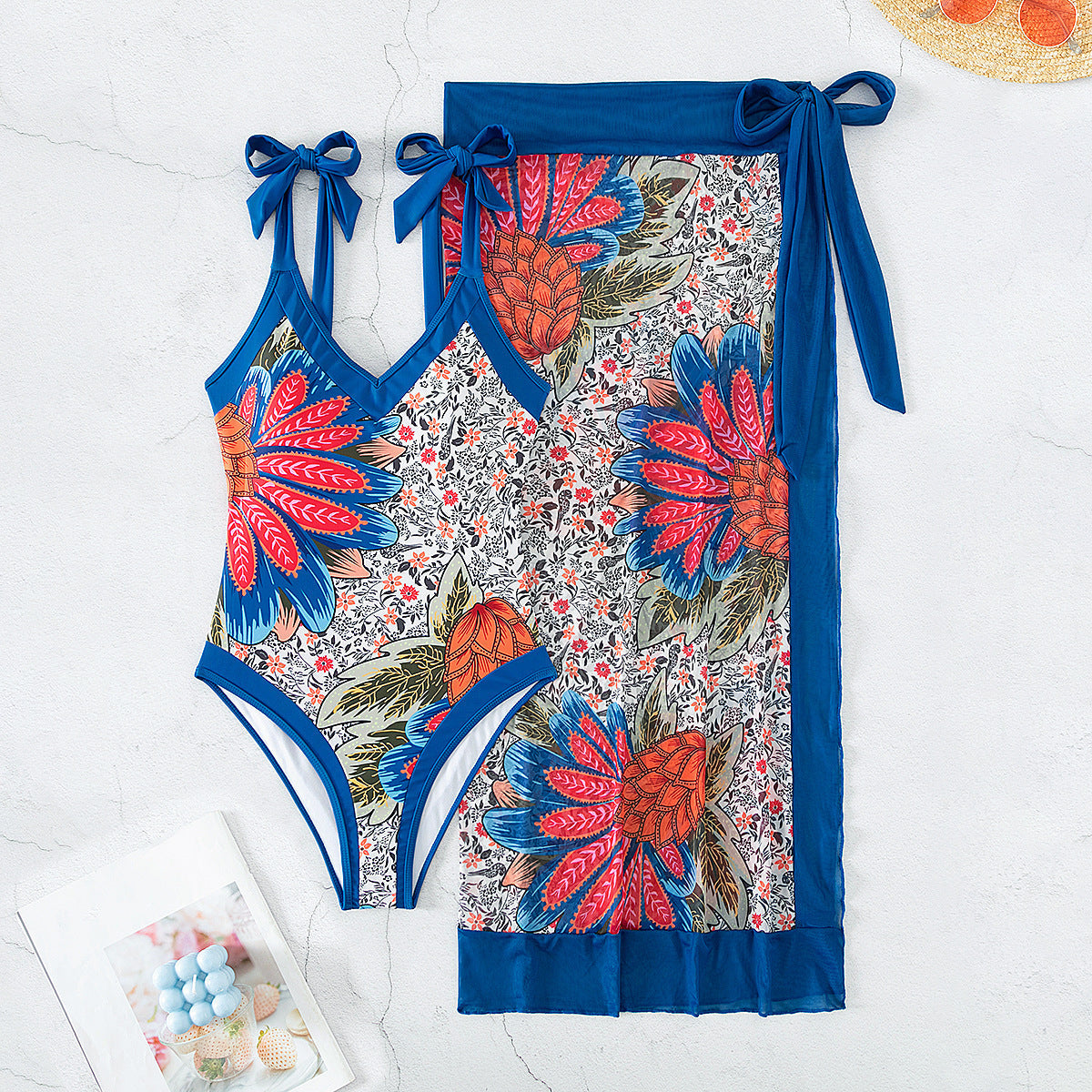 Maillot de bain femme Berg-Feldt à imprimé floral et paréo