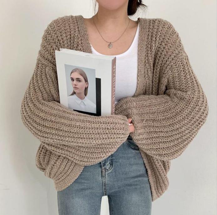 Cardigan oversize en grosse maille avec col en V profond pour femme Berg-Feldt