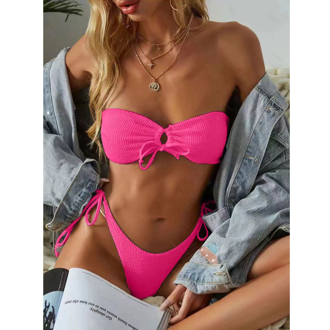 Maillot de bain deux pièces pour femme Berg-Feldt, avec haut de bikini bandeau, nœud fantaisie et culotte échancrée