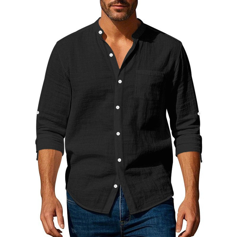 Chemise en lin homme col mao et poche poitrine Berg-Feldt