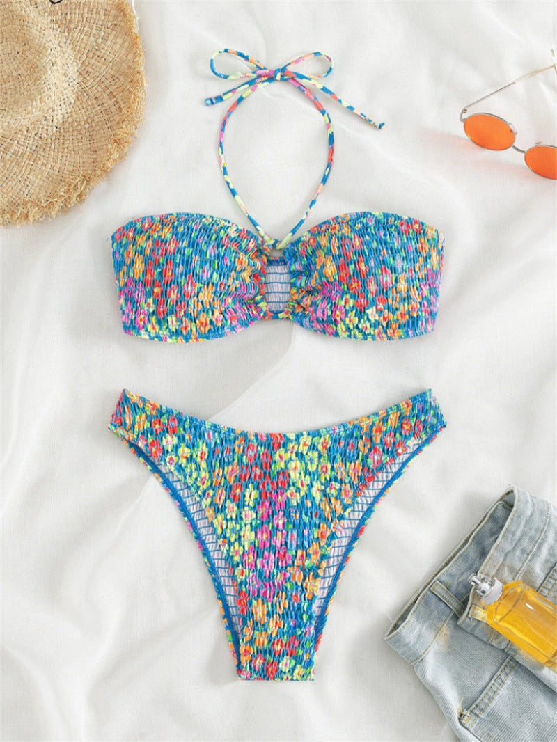 Frauen Neckholder Raffung Bikini Set mit verstellbaren Bändern berg-feldt