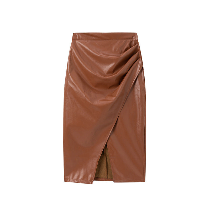 Jupe midi plissée en similicuir Berg-Feldt pour femme