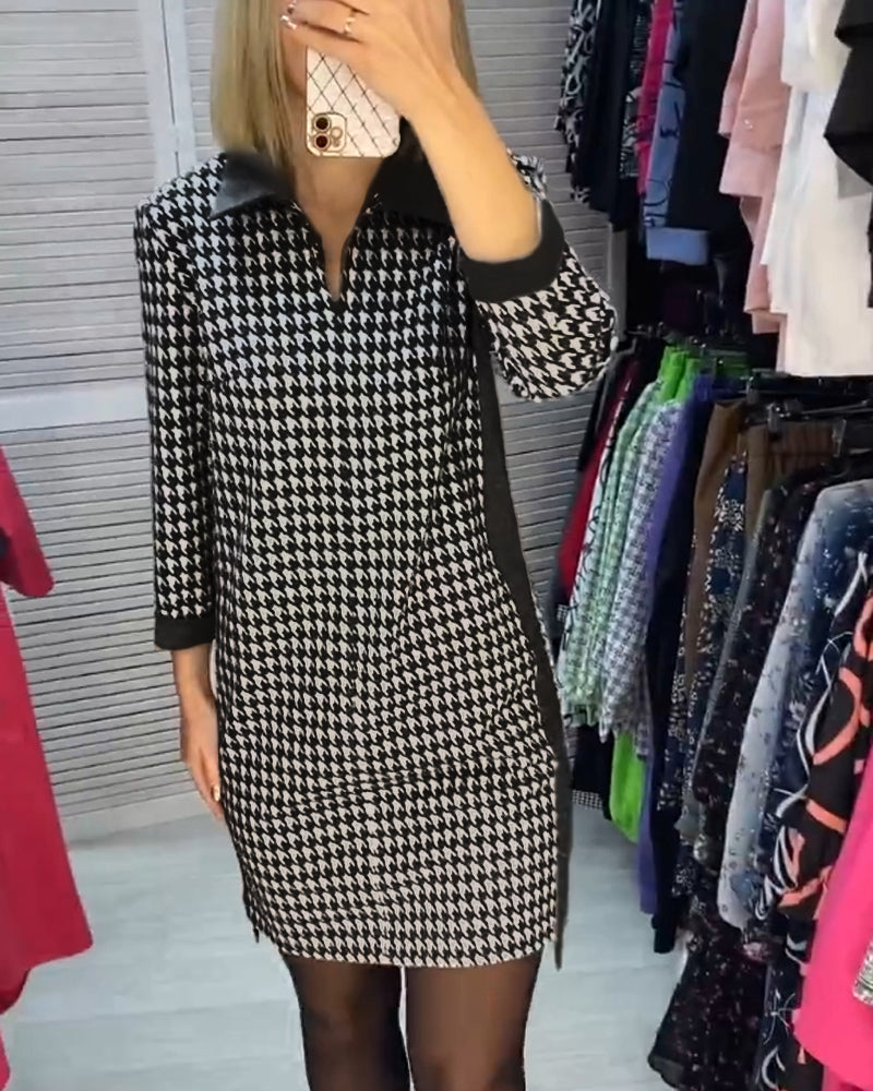Robe Berg-Feldt pour femme avec motif pied-de-poule et poches latérales