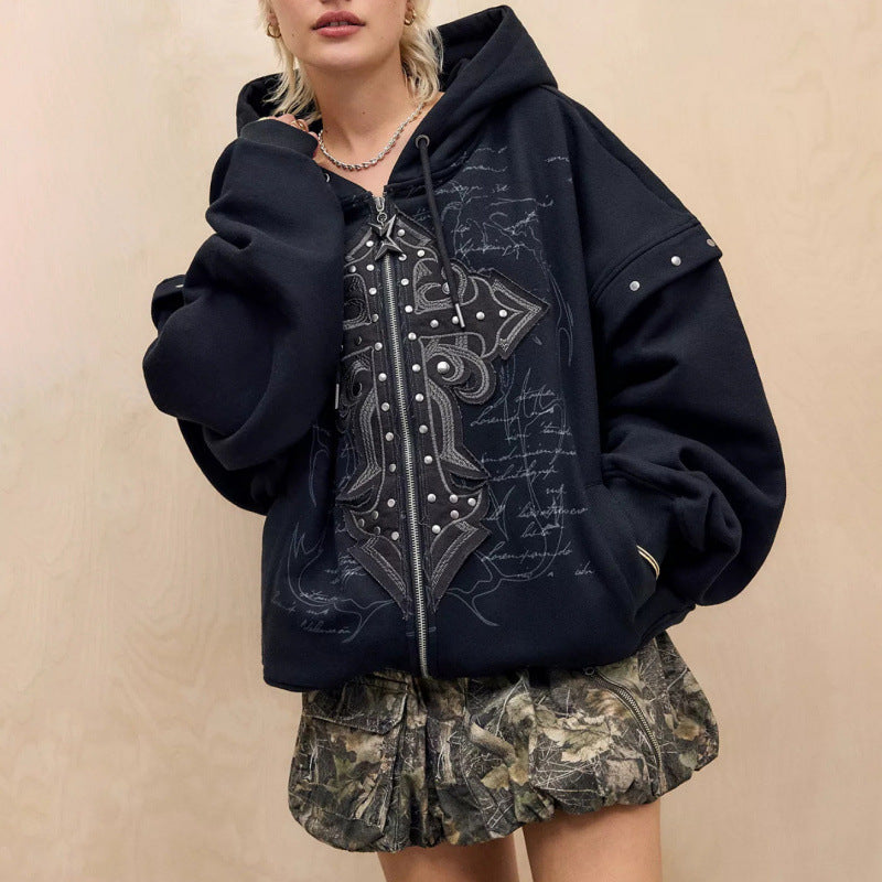 Damen-Kapuzenpullover Oversize avec impression détaillée Berg-Feldt