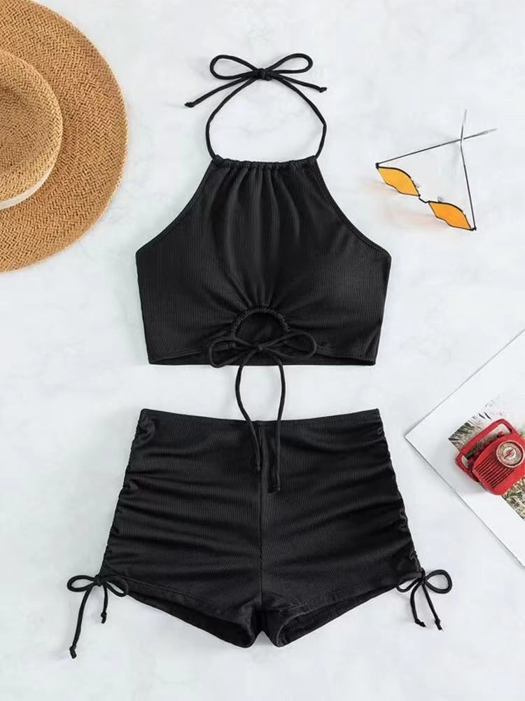 Ensemble maillot de bain côtelé Berg-Feldt pour femme à col haut