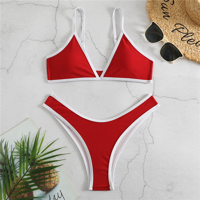 Ensemble bikini femme avec haut triangle, bretelles ajustables et coupe haute de berg-feldt