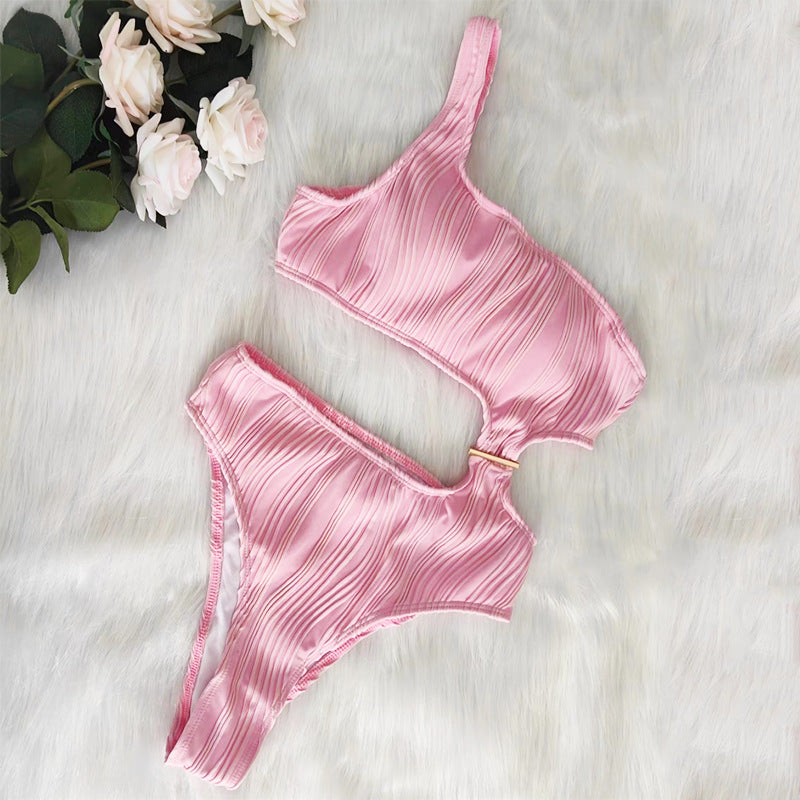 Haut de bikini asymétrique côtelé Berg-Feldt pour femme