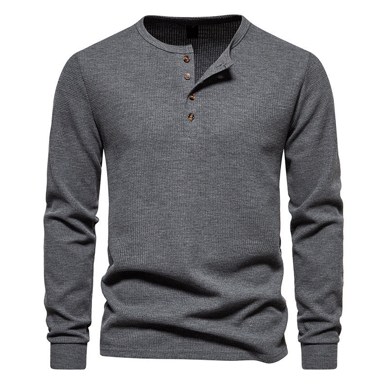 Herren Langarmshirt mit Knopfleiste und strukturiertem Design Berg-Feldt