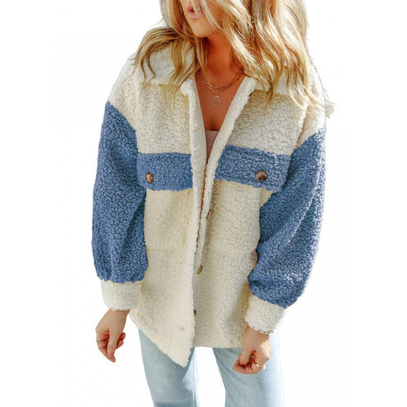 Veste teddy douillette pour femme avec manches contrastantes Berg-Feldt