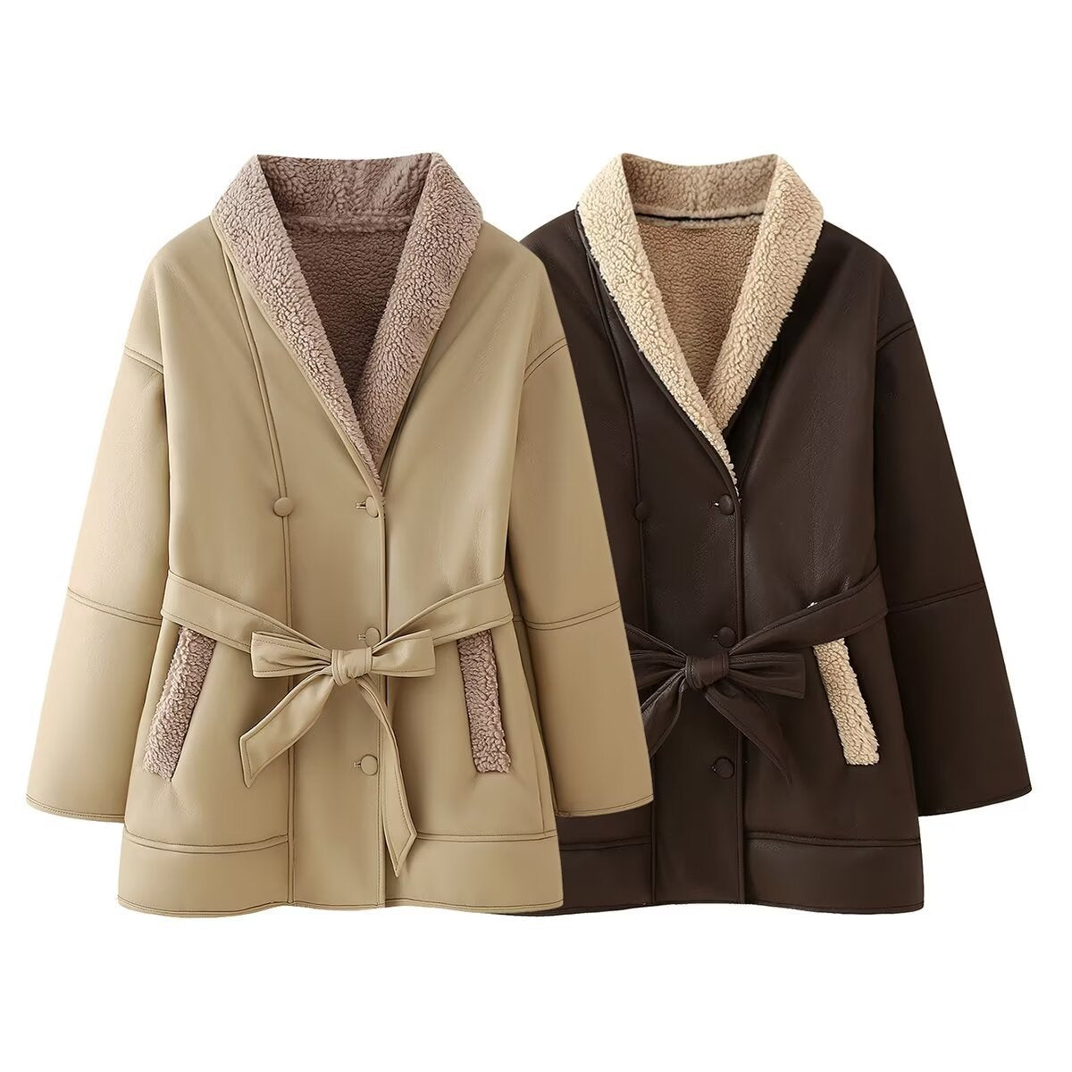 Veste en similicuir doublée sherpa Berg-Feldt pour femme