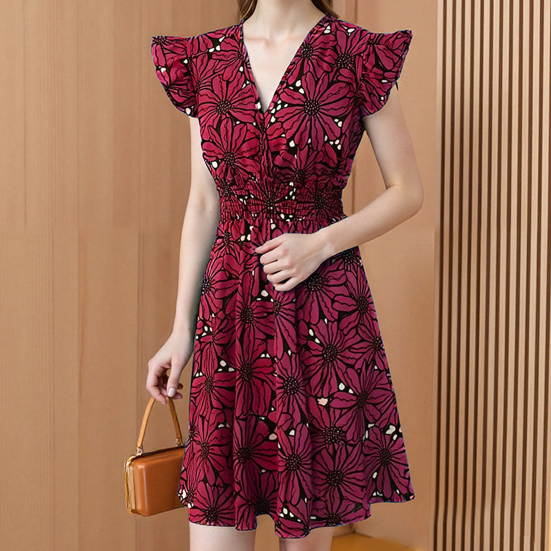 Robe courte fleurie à taille élastiquée pour femme de berg-feldt