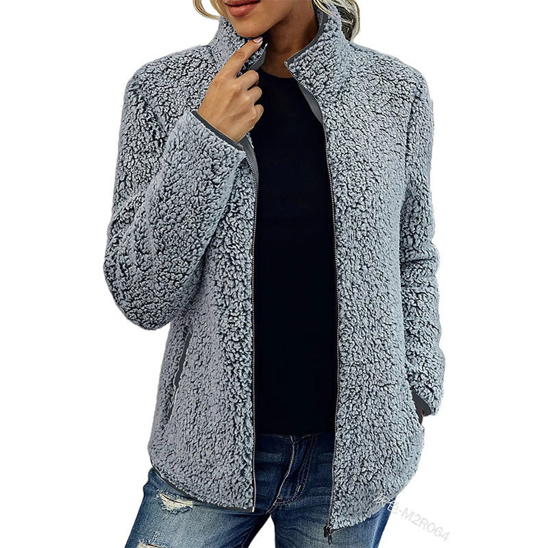 Veste polaire duveteuse à col montant et poches latérales pour femme Berg-Feldt