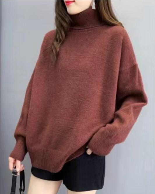 Damen Oversized Pullover mit hohem Kragen und Puffärmeln Berg-Feldt