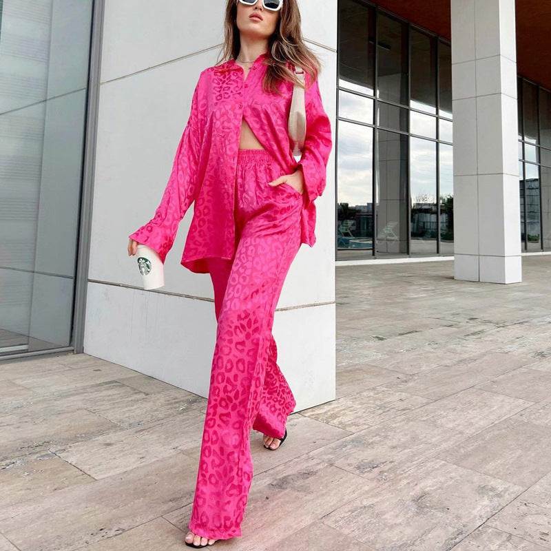 Ensemble de loungewear en satin pour femme Berg-feldt à imprimé léopard