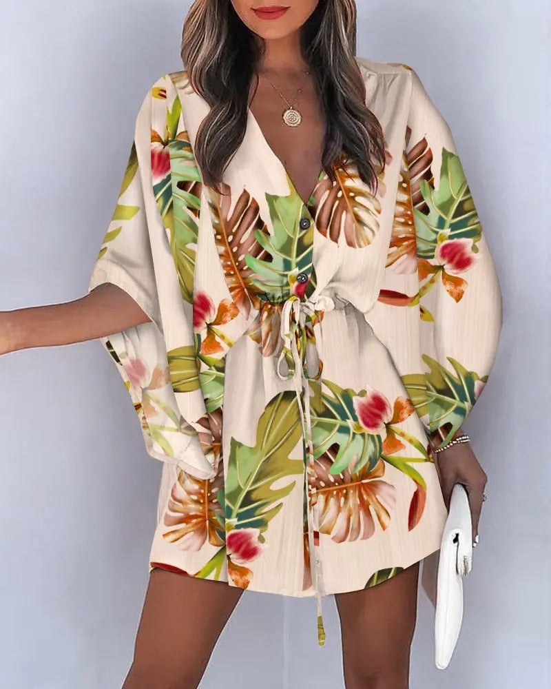 Robe pour femme Berg-Feldt : motif floral et ceinture à la taille
