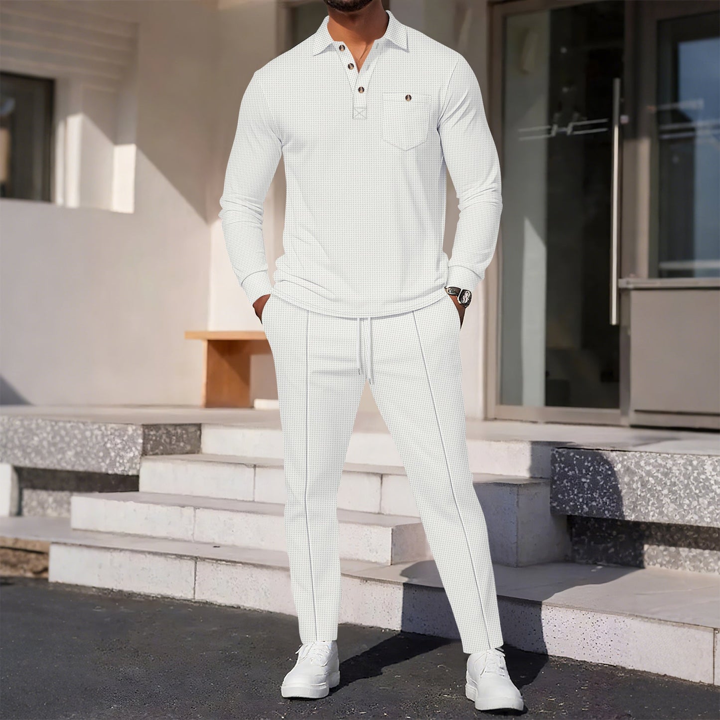 Herren eleganter Freizeitanzug mit strukturiertem Oberteil und bequemen Hosen Berg-Feldt