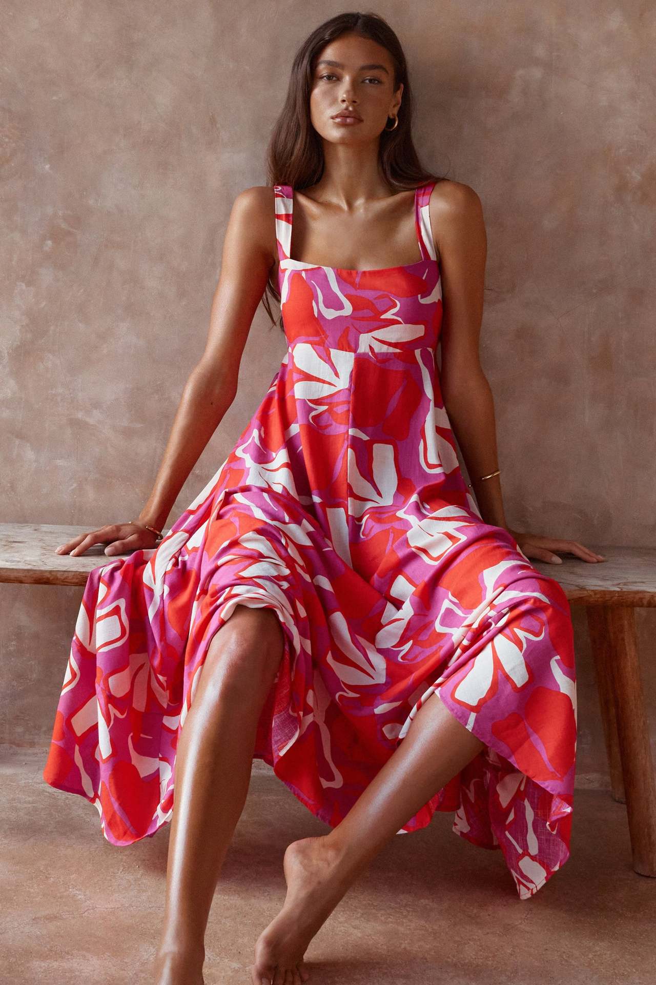 Maxi-robe fleurie à bretelles spaghetti réglables Berg-Feldt pour femmes