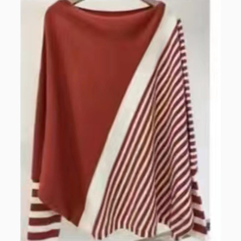 Damen Strickpullover modischer Strickpullover mit asymmetrischem Schnitt und grafischem Streifenmuster Berg-Feldt