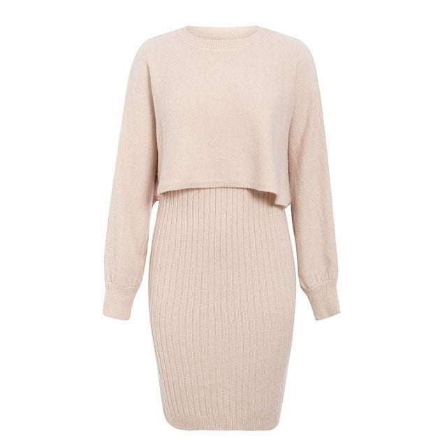 Robe pull femme avec haut contrastant et jupe côtelée Berg-Feldt