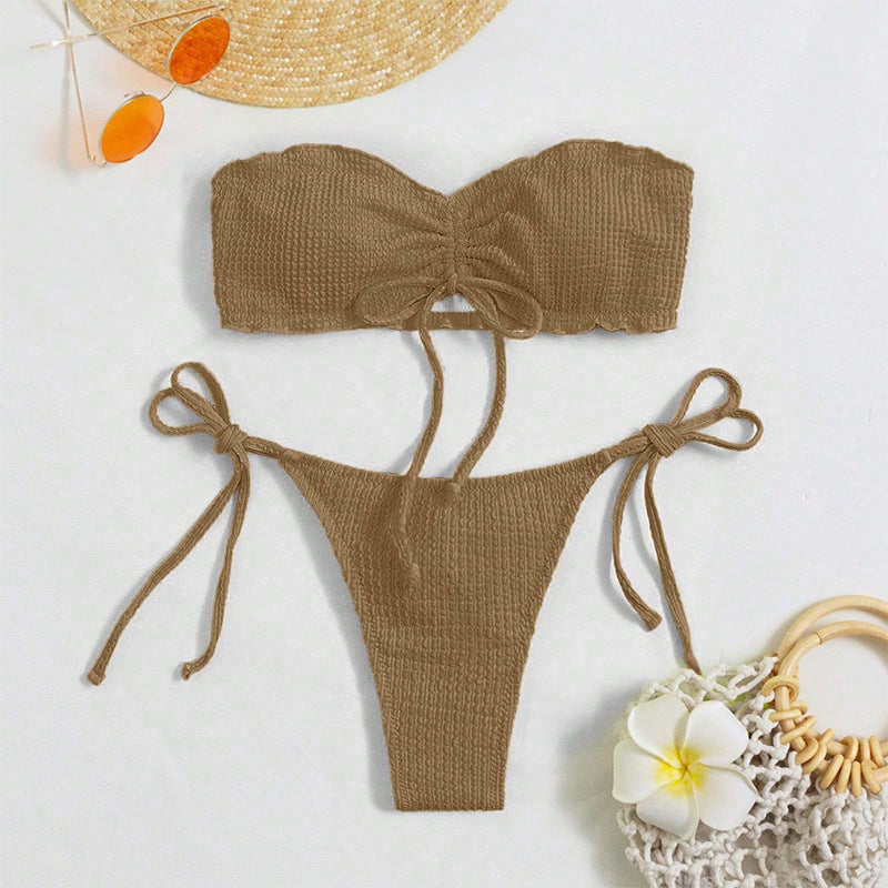 Ensemble bikini pour femme avec haut bandeau à volants et nœud fantaisie berg-feldt