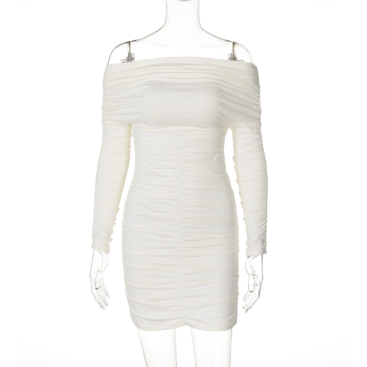 Mini-robe ajustée avec encolure Bardot et détails volantés de berg-feldt