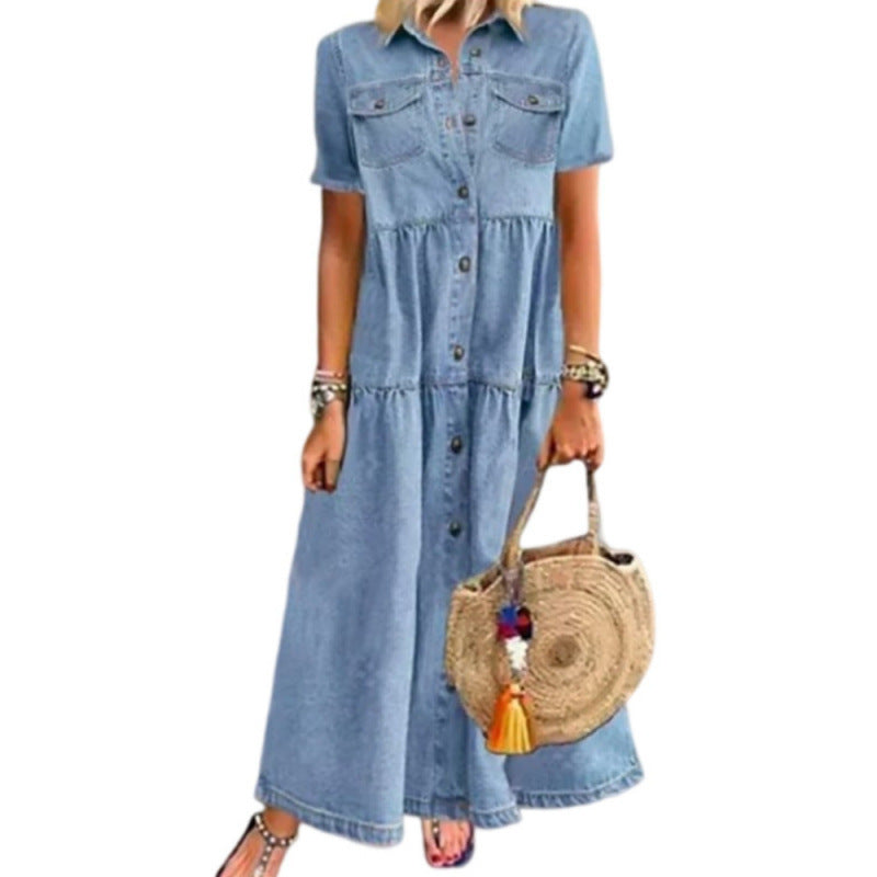 Robe longue en jean à boutons pour femme Berg-feldt