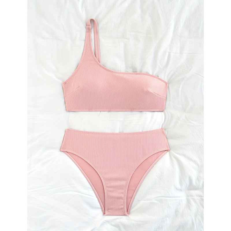 Haut de bikini côtelé asymétrique Berg-Feldt pour femme
