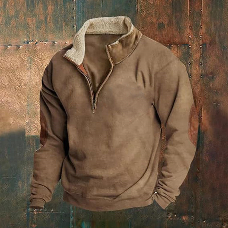 Herren Fleece-Pullover mit hohem Kragen und robusten applikationen Berg-Feldt