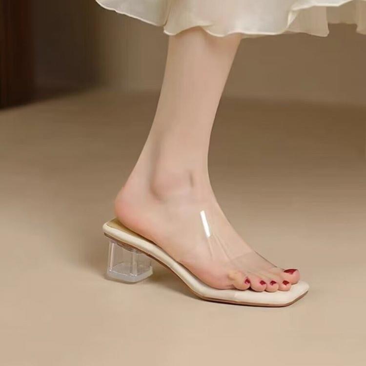 Talons compensés transparents pour femme avec talon épais et transparent