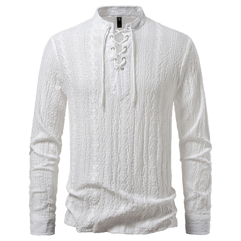 Herren Langarmshirt mit einzigartigem Strukturmuster und Kordelzug Berg-Feldt