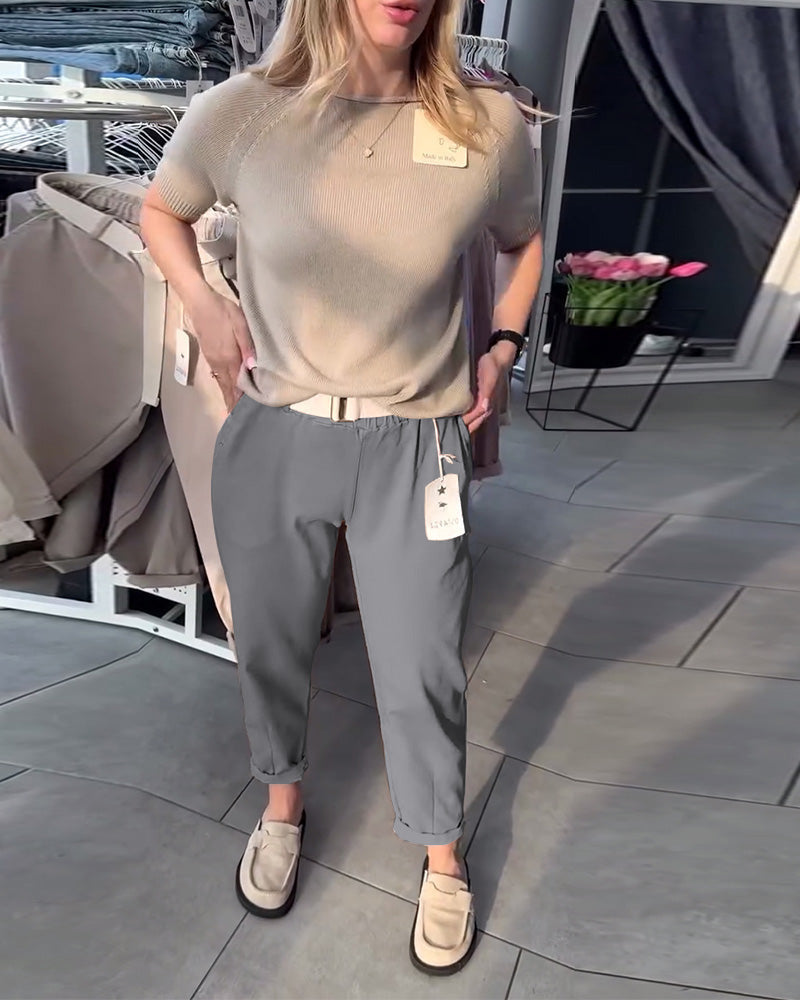 Pantalon chino pour femme avec ceinture élastique et détails modernes par berg-feldt