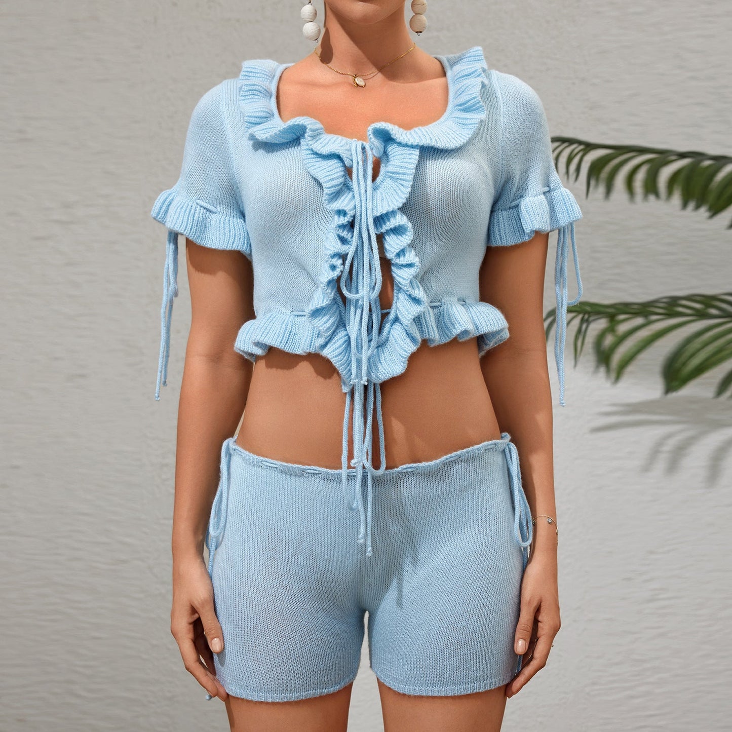 Ensemble Berg-feldt top court en maille et short à volants pour femme