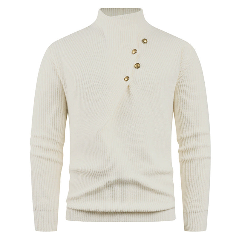 Pull tricoté pour homme avec col montant moderne et boutons décoratifs Berg-Feldt