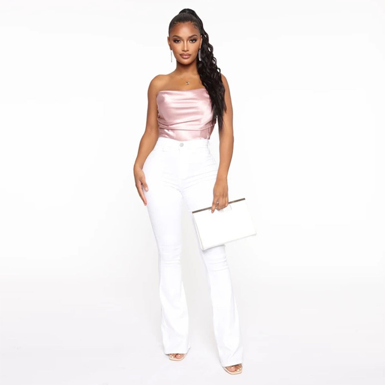 Haut ajusté pour femme avec jean flare large de berg-feldt
