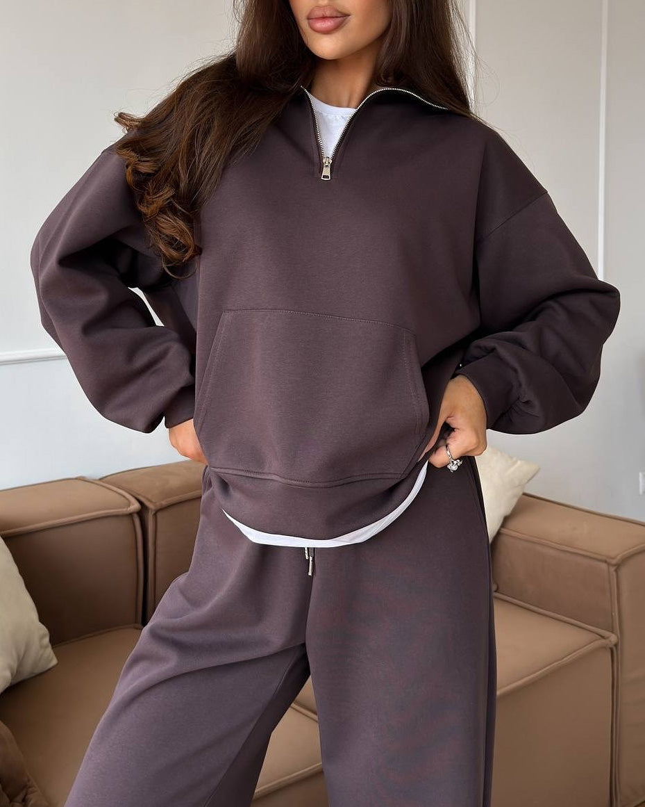 Berg-Feldt | Halbhals Pullover Sweatshirt und Weit Geschnittene Hose Zweiteiler Anzug