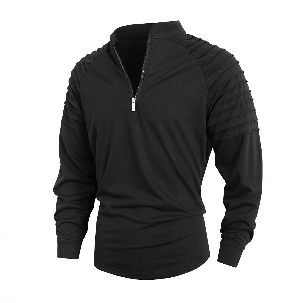 Herren Langarmshirt mit modernem Stehkragen und Reißverschluss Berg-Feldt